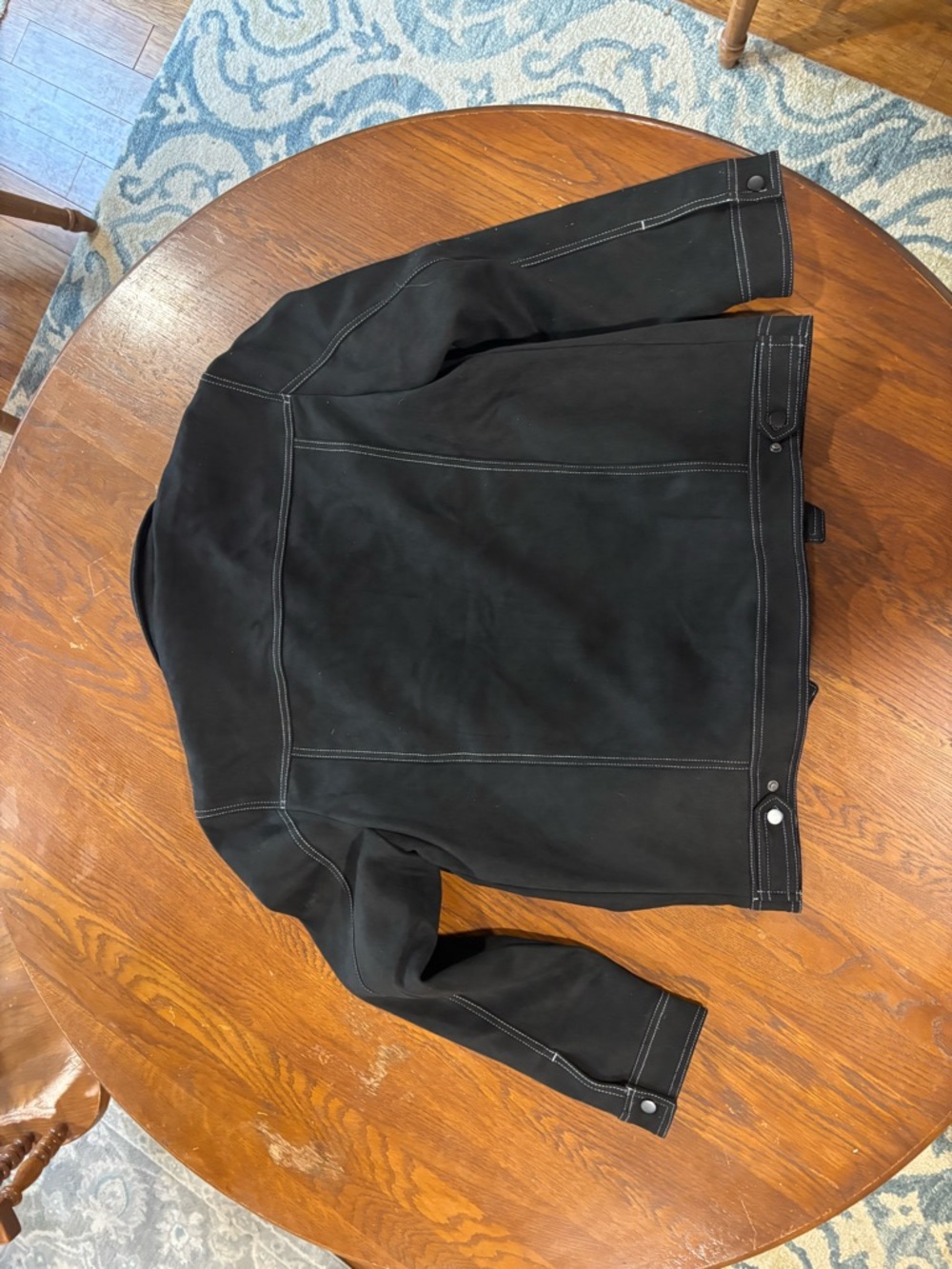 Men's Black Feaux Suede Contrast-Stitch Jacket - Picture 4 of 4